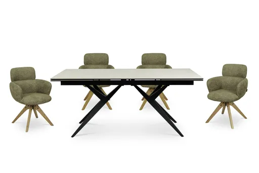 Esstisch MICHELA - ausziehbar, LB ca. 180x95 cm, Glaskeramik, Travertin farbig