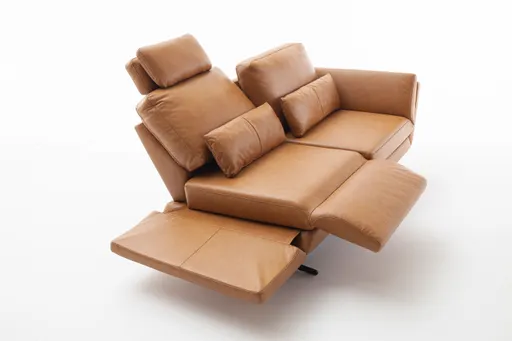 Sofa Tova - 2-Sitzer inkl. Rücken und Armlehnenverstellung, Leder, Cognac