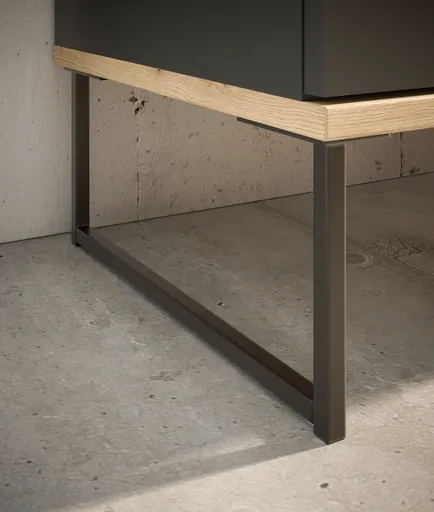 Lowboard - B ca. 180 cm, Anthrazit, Evoke Eiche Nachbildung