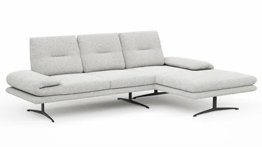 Ecksofa Lucero 2.0 - 2-Sitzer mit Longchair rechts inkl. Rückenlehne verstellbar, Stoff, Offwhite