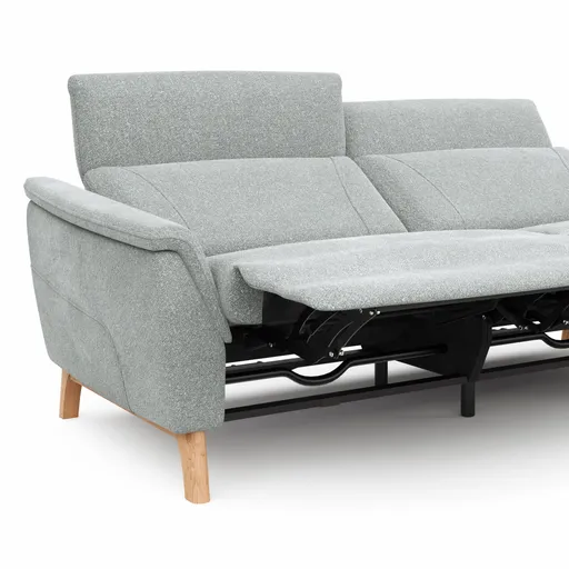 Sofa Nevin - 3-Sitzer, inkl. Relaxfunktion und Kopfteilverstellung (motorisch), Stoff, Silbergrau 