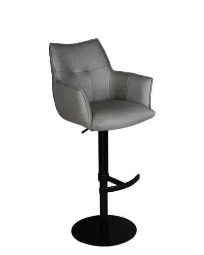 Barhocker MAKANA - drehbar, höhenverstellbar, Stoff, Hellgrau