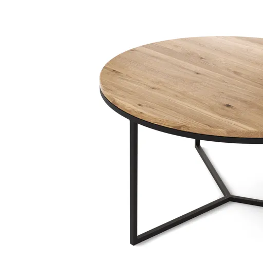 Couchtisch Joan 1 -  LBH ca. 80x80x41,5 cm, Asteiche massiv, Gestell schwarz