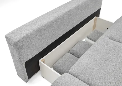 Schlafsofa EMIEL - 2-Sitzer inkl. Schlaffunktion und Bettkasten, Stoff, Hellgrau