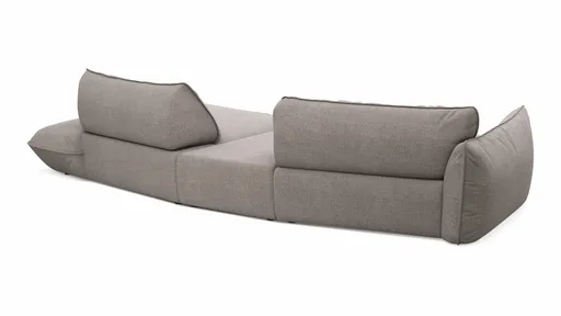 Trapezsofa Fluffy - 2-Sitzer mit Trapezelement und Abschlussteil inkl. Rückenlehne verstellbar, Stoff, Taupe