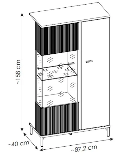 Vitrine - B ca. 87 cm, Schwarz