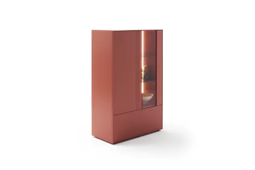 Highboard Colore - mit Beleuchtung, BHT ca. 90x144x45 cm, Lack Samtbeere