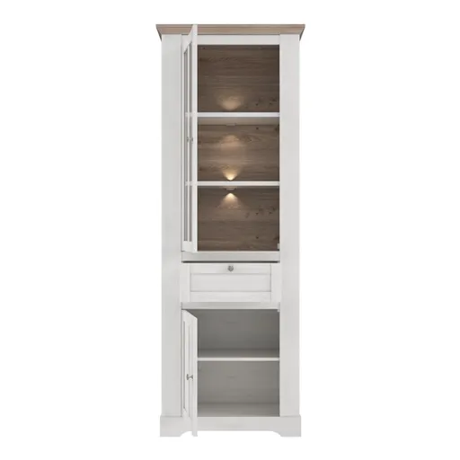 Vitrine FALLA - mit Beleuchtung, Weiß, Eiche Dekor