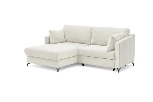 Ecksofa - 1,5-Sitzer, Ecke rechts inkl. Schlaffunktion und Bettkasten, Stoff, Beige