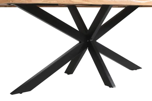 Esstisch - LB ca. 220x100 cm, Eiche massiv geölt, Baumkante, Schwarz