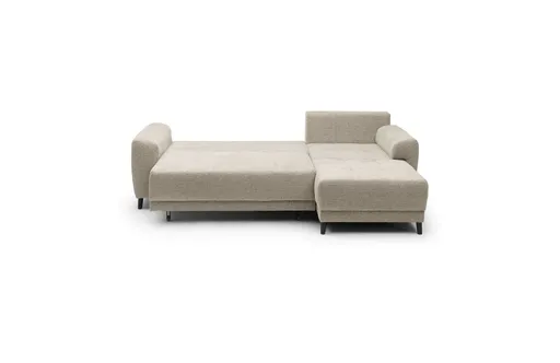 Ecksofa JONI - 2-Sitzer, Ecke rechts inkl. Schlaffunktion mit Bettkasten, Stoff, Beige
