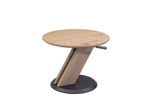 Couchtisch - höhenverstellbar, Durchmesser 55 cm, Wildeiche