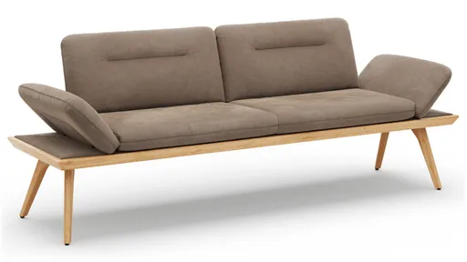 Bank Kamari - Breite ca. 228cm, Seitenteile verstellbar, Stoff, Schlamm