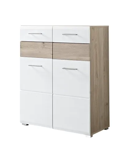 Schuhschrank - B ca. 84 cm, Silbereiche Nachbildung, Weiß