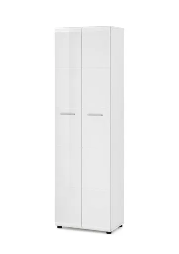 Garderobenschrank- Weiß, Weiß, Hochglanz