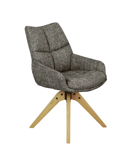 Armlehnstuhl MATTEA - drehbar, Stoff, Braun