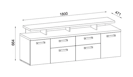 TV-Lowboard- Eiche Dekor, Dunkelgrau