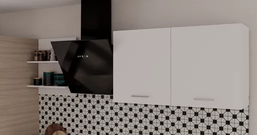 Küchenblock- ohne E-Geräte, B ca. 270 cm, Eiche Dekor, Weiß, Matt