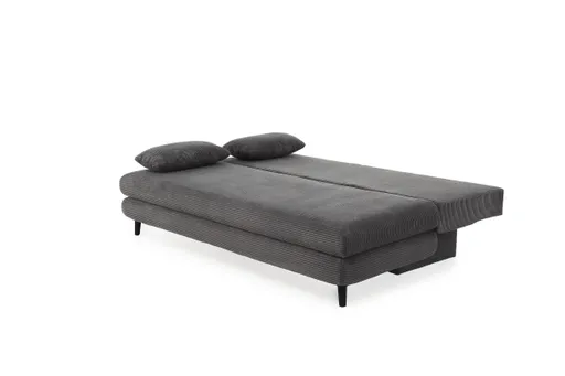 Schlafsofa - 2-Sitzer inkl. Schlaffunktion mit Bettkasten, Stoff, Dunkelgrau