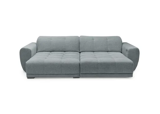 Ecksofa - Longchair links mit 2-Sitzer, Kopfteil verstellbar, Sitztiefe verstellbar motorisch, Stoff, Eisblau