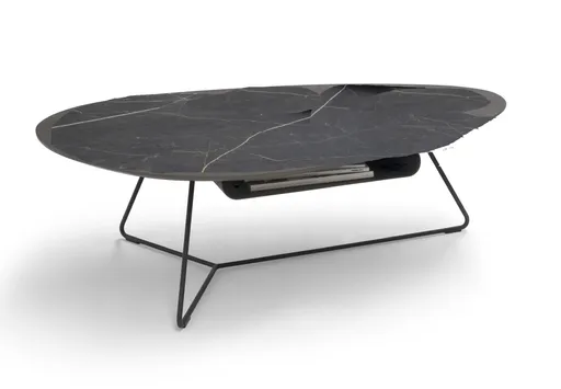 Couchtisch Fano - LBH ca. 121x75x38 cm, HPL, Schwarz marmoriert