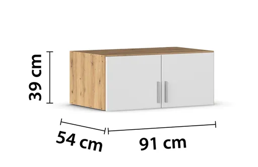 Schrankaufsatz REXY MATT- B 91 cm, Eiche Dekor, Weiß