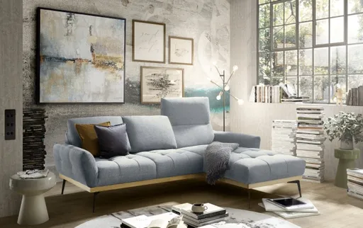 Ecksofa EDDIE - 2-Sitzer, Ecke rechts inkl. Rückenverstellungen, Stoff, Dunkelgrau