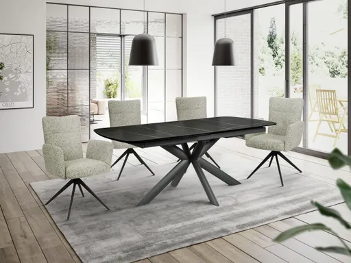 Esstisch MAXIE - ausziehbar, LB ca. 190x98 cm, Glaskeramik, Anthrazit Struktur