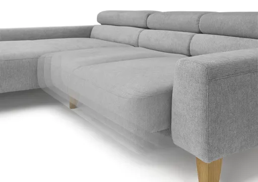 Ecksofa CHENOA - Longchair links und 2-Sitzer, Sitzvorzug motorisch, Stoff, Grau