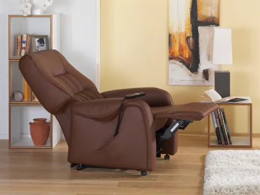 Fernsehsessel EM Kassel - Relaxfunktion (1-motorisch) mit Aufstehhilfe motorisch, Leder, Braun