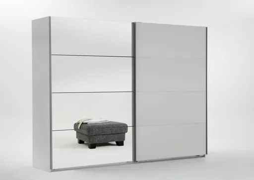Schwebetürenschrank- B ca. 225 cm, Weiß, Spiegel