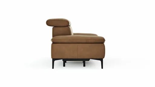 Sofa Felipa - 3-Sitzer inkl. Relaxfunktion (motorisch) und Kopfteil verstellbar, Leder, Cognac