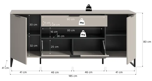 Wohnwand - Kaschmir, Schwarz