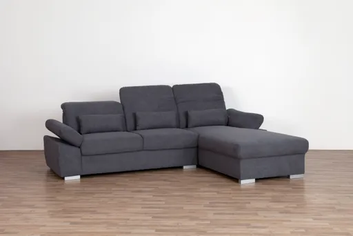 Ecksofa - 3-Sitzer, Ecke rechts inkl. Armteilverstellung in Microfaser Grau