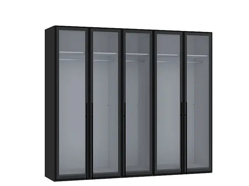 Drehtürenschrank JOIN IT- B ca. 252 cm., Schwarz, Glas, Grau