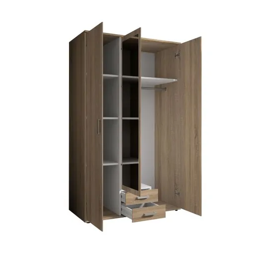 Drehtürenschrank- B ca. 120 cm, Eiche Dekor, Spiegel