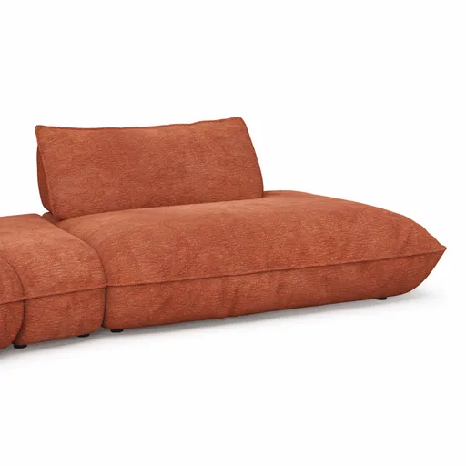 Trapezsofa Fluffy - 2-Sitzer mit Trapezelement und Abschlussteil inkl. Rückenlehne verstellbar, Stoff, Kupfer