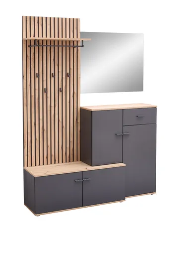 Kompaktgarderobe - Anthrazit, Artisan Eiche Nachbildung