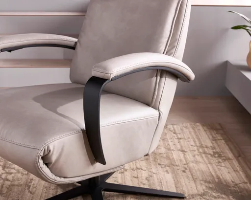 Relaxsessel Avela Relax - Größe L, Kopf-/ Fußteil und Rückenlehne verstellbar, Leder, Steingrau