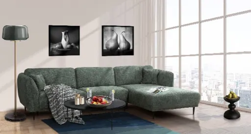 Ecksofa - 2,5-Sitzer, Ecke rechts, Stoff, Grün