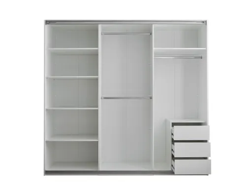 Schwebetürenschrank- B ca. 215 cm, Weiß, Spiegel