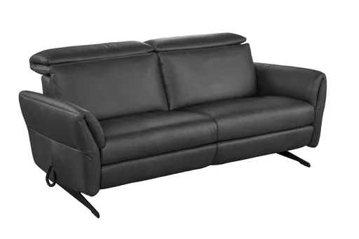Sofa - 2,5-Sitzer, Kopfteil verstellbar, Sitzvorzug motorisch, Leder, Anthrazit