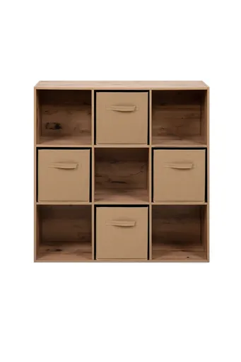 Regal - inkl. Stoffboxen, B ca. 89 cm, Artisan Eiche Nachbildung, Beige