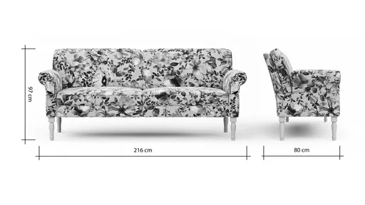 Sofa Washington - 3,5-Sitzer inkl. Armlehne verstellbar, Rücken gerade, Stoff, Mehrfarbig