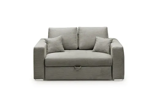 Sofa JORDEN 2 - 2-Sitzer inkl. Schlaffunktion mit Bettkasten, Cord, Taupe