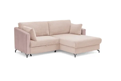 Ecksofa - 1,5-Sitzer, Ecke rechts inkl. Schlaffunktion und Bettkasten, Stoff, Altrosa