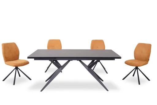 Esstisch MICHELA - ausziehbar, LB ca. 180x95 cm, Glaskeramik, Dunkelgrau