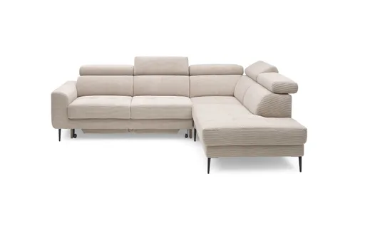 Ecksofa CHARIS - 2-Sitzer, Ecke rechts inkl. Schlaffunktion und Bettkasten, Microfaser, Sand