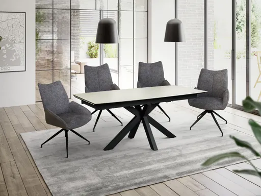 Esstisch MELANIA - ausziehbar, LB ca. 180x95 cm, Glaskeramik, Travertin farbig