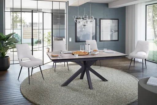 Esstisch MELANIA - ausziehbar, LB ca. 180x95 cm, Glaskeramik, Braun